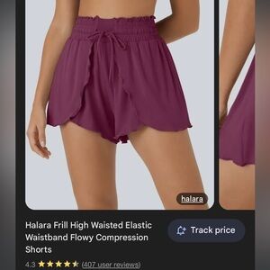 Halara Women's High Waisted Frill Shorts - bergundy